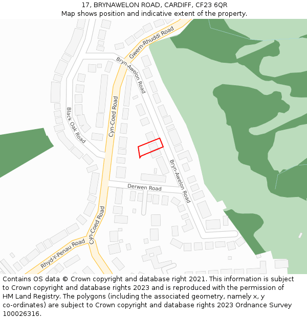 17, BRYNAWELON ROAD, CARDIFF, CF23 6QR: Location map and indicative extent of plot