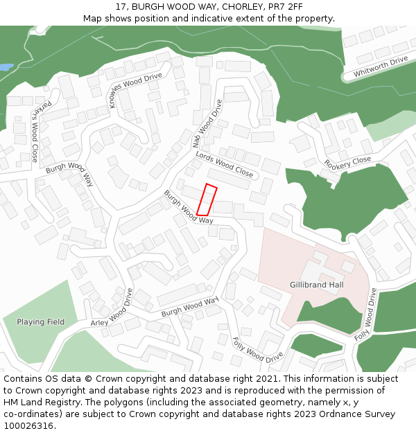 17, BURGH WOOD WAY, CHORLEY, PR7 2FF: Location map and indicative extent of plot