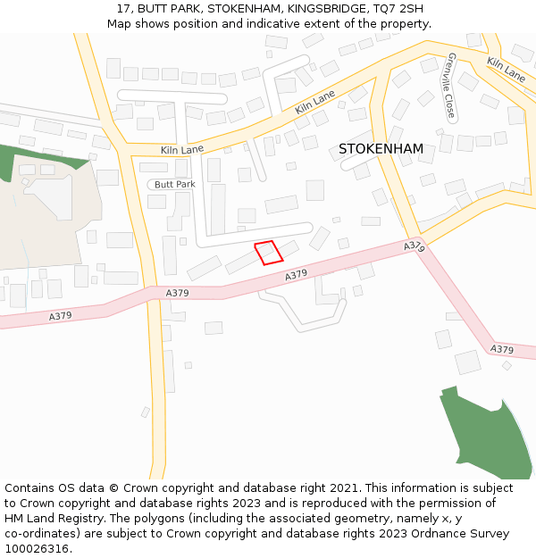 17, BUTT PARK, STOKENHAM, KINGSBRIDGE, TQ7 2SH: Location map and indicative extent of plot