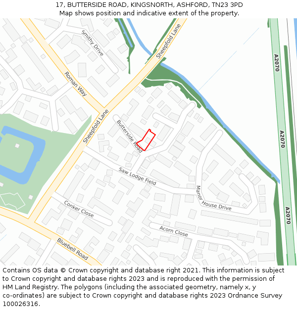 17, BUTTERSIDE ROAD, KINGSNORTH, ASHFORD, TN23 3PD: Location map and indicative extent of plot