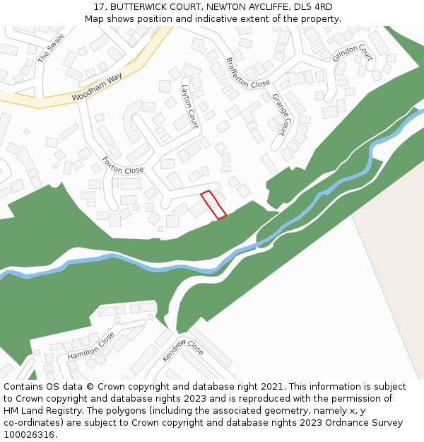 17, BUTTERWICK COURT, NEWTON AYCLIFFE, DL5 4RD: Location map and indicative extent of plot