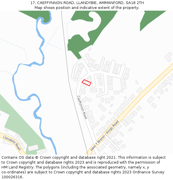 17, CAEFFYNNON ROAD, LLANDYBIE, AMMANFORD, SA18 2TH: Location map and indicative extent of plot