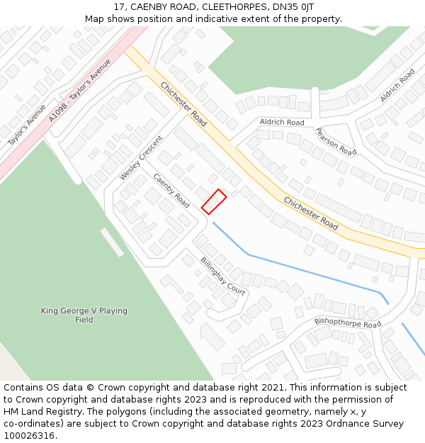 17, CAENBY ROAD, CLEETHORPES, DN35 0JT: Location map and indicative extent of plot