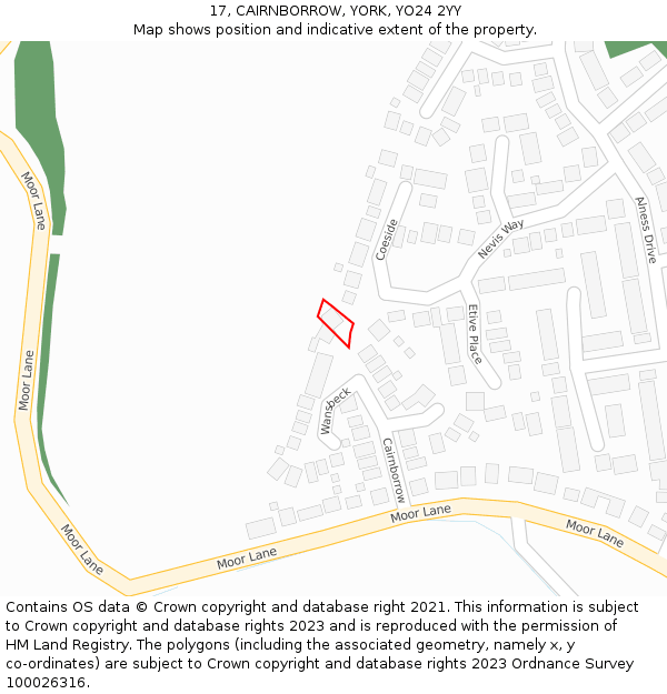 17, CAIRNBORROW, YORK, YO24 2YY: Location map and indicative extent of plot