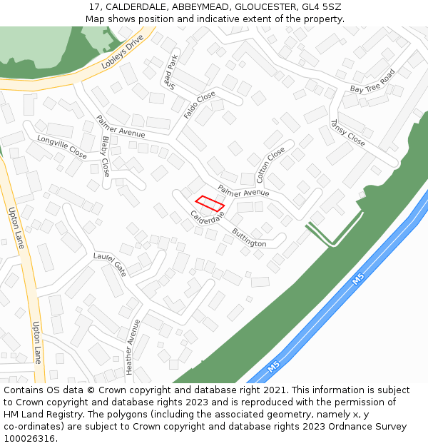 17, CALDERDALE, ABBEYMEAD, GLOUCESTER, GL4 5SZ: Location map and indicative extent of plot