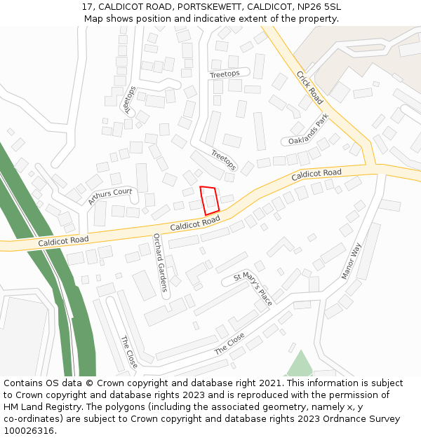 17, CALDICOT ROAD, PORTSKEWETT, CALDICOT, NP26 5SL: Location map and indicative extent of plot