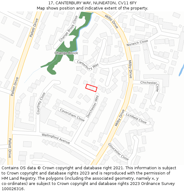 17, CANTERBURY WAY, NUNEATON, CV11 6FY: Location map and indicative extent of plot