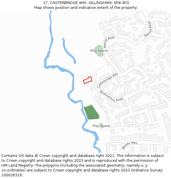 17, CASTERBRIDGE WAY, GILLINGHAM, SP8 4FG: Location map and indicative extent of plot