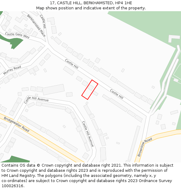 17, CASTLE HILL, BERKHAMSTED, HP4 1HE: Location map and indicative extent of plot