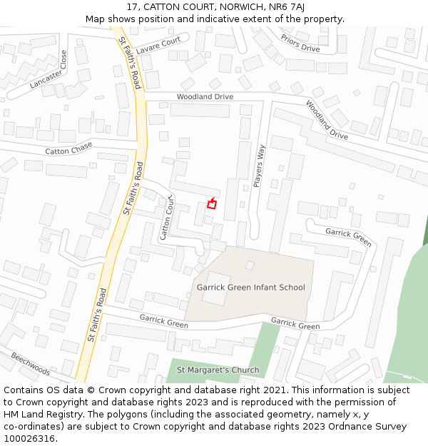 17, CATTON COURT, NORWICH, NR6 7AJ: Location map and indicative extent of plot