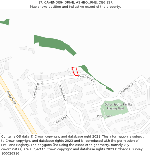17, CAVENDISH DRIVE, ASHBOURNE, DE6 1SR: Location map and indicative extent of plot