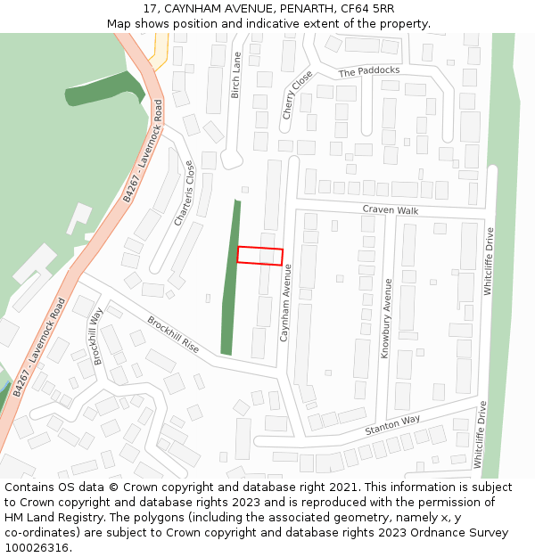 17, CAYNHAM AVENUE, PENARTH, CF64 5RR: Location map and indicative extent of plot