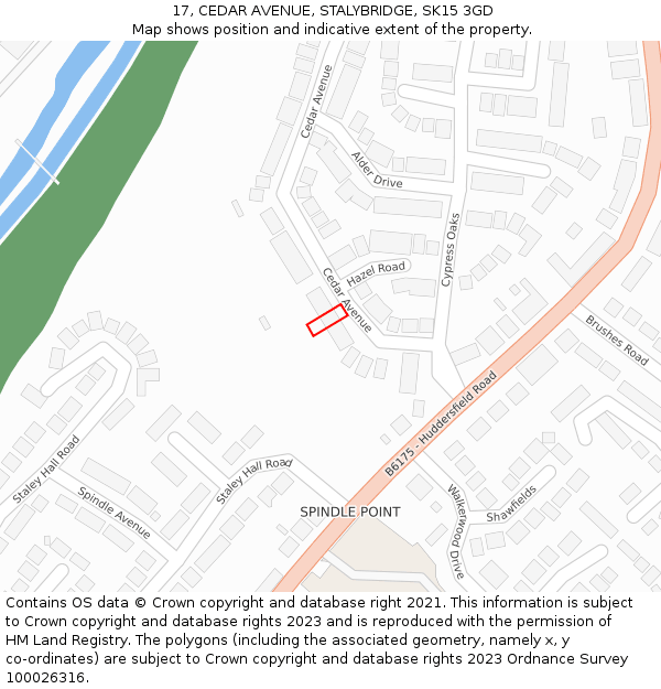 17, CEDAR AVENUE, STALYBRIDGE, SK15 3GD: Location map and indicative extent of plot