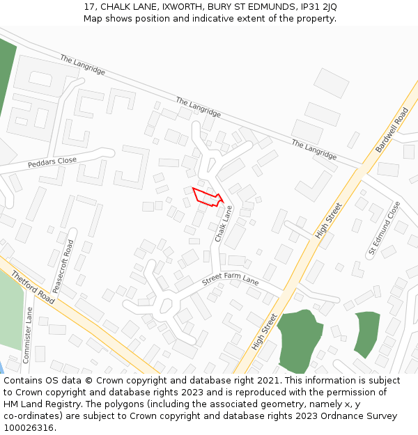 17, CHALK LANE, IXWORTH, BURY ST EDMUNDS, IP31 2JQ: Location map and indicative extent of plot