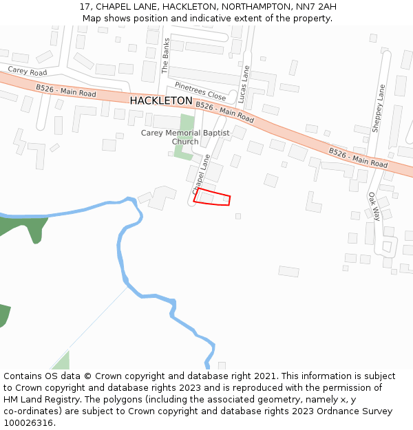 17, CHAPEL LANE, HACKLETON, NORTHAMPTON, NN7 2AH: Location map and indicative extent of plot