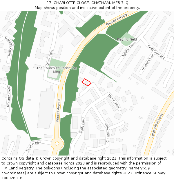 17, CHARLOTTE CLOSE, CHATHAM, ME5 7LQ: Location map and indicative extent of plot