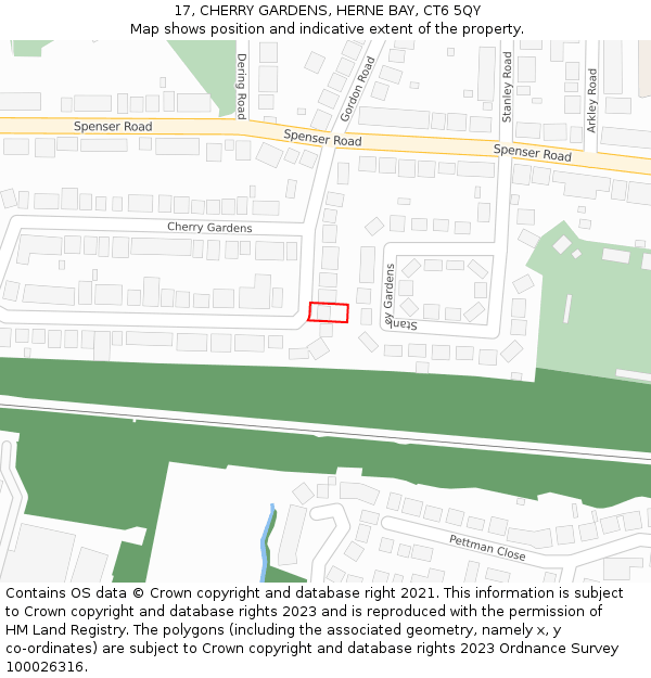 17, CHERRY GARDENS, HERNE BAY, CT6 5QY: Location map and indicative extent of plot
