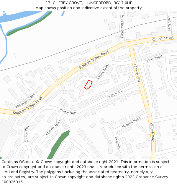 17, CHERRY GROVE, HUNGERFORD, RG17 0HP: Location map and indicative extent of plot