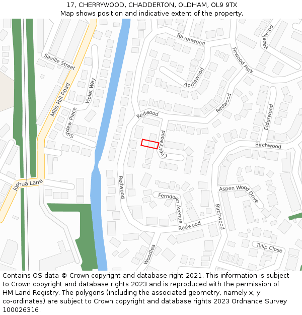 17, CHERRYWOOD, CHADDERTON, OLDHAM, OL9 9TX: Location map and indicative extent of plot