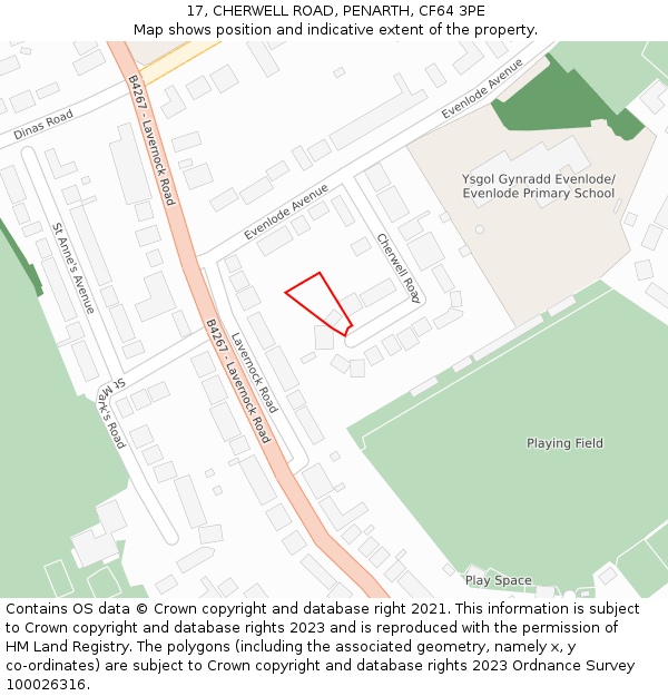 17, CHERWELL ROAD, PENARTH, CF64 3PE: Location map and indicative extent of plot