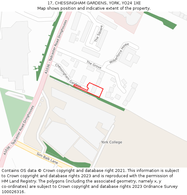 17, CHESSINGHAM GARDENS, YORK, YO24 1XE: Location map and indicative extent of plot