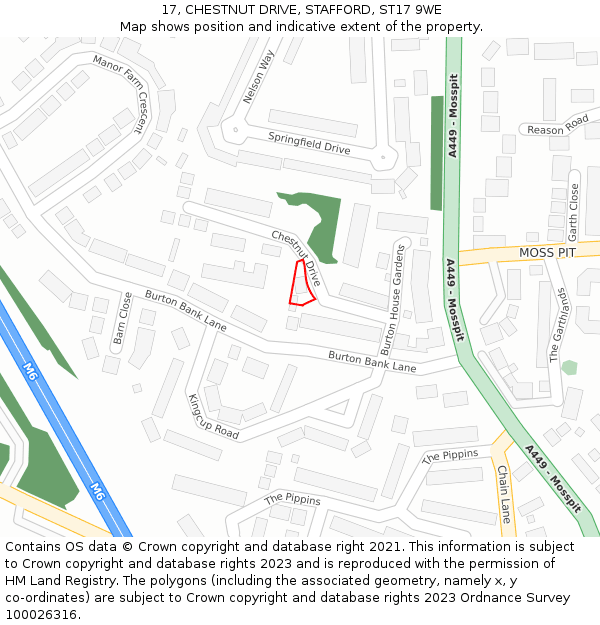 17, CHESTNUT DRIVE, STAFFORD, ST17 9WE: Location map and indicative extent of plot