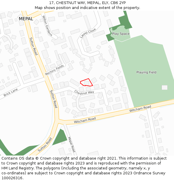17, CHESTNUT WAY, MEPAL, ELY, CB6 2YP: Location map and indicative extent of plot