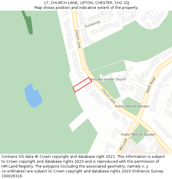 17, CHURCH LANE, UPTON, CHESTER, CH2 1DJ: Location map and indicative extent of plot