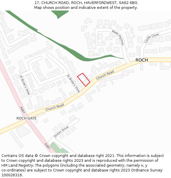 17, CHURCH ROAD, ROCH, HAVERFORDWEST, SA62 6BG: Location map and indicative extent of plot