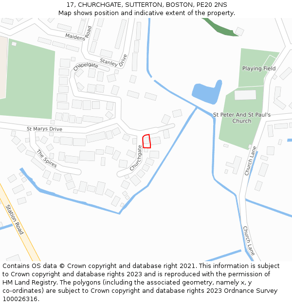 17, CHURCHGATE, SUTTERTON, BOSTON, PE20 2NS: Location map and indicative extent of plot