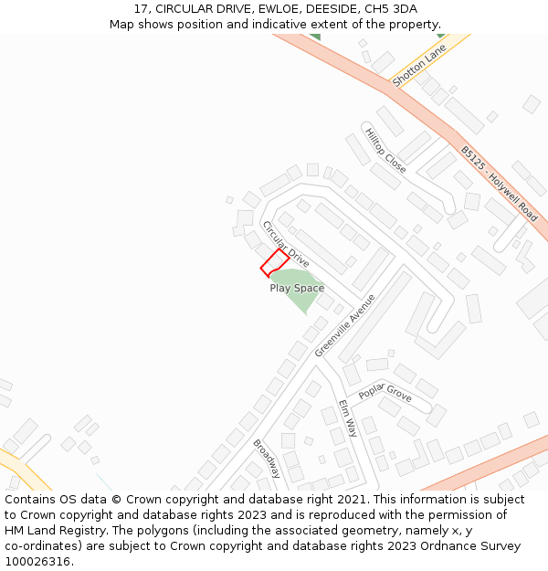 17, CIRCULAR DRIVE, EWLOE, DEESIDE, CH5 3DA: Location map and indicative extent of plot