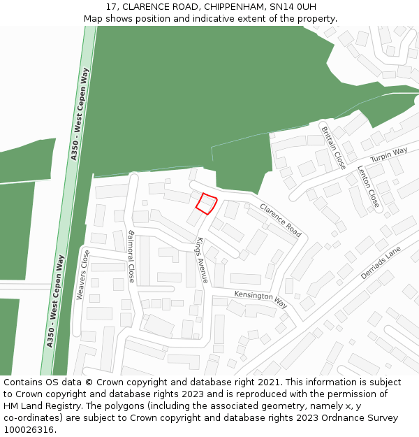 17, CLARENCE ROAD, CHIPPENHAM, SN14 0UH: Location map and indicative extent of plot