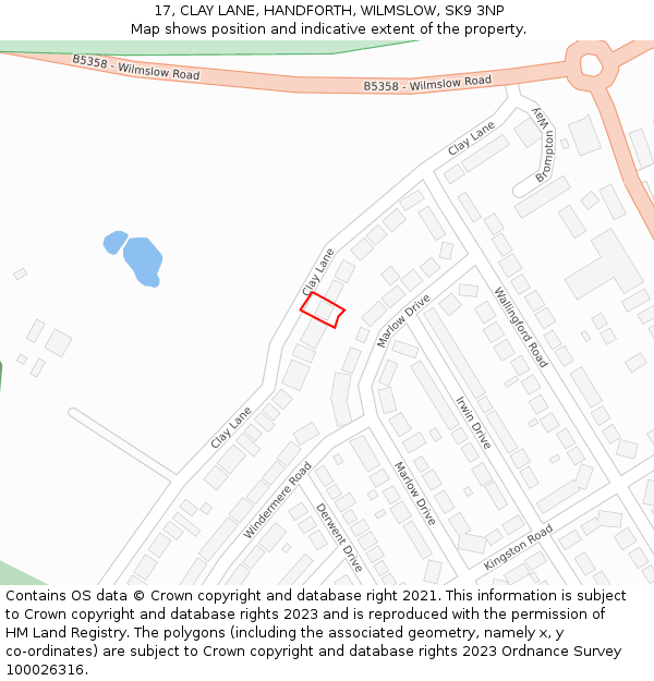 17, CLAY LANE, HANDFORTH, WILMSLOW, SK9 3NP: Location map and indicative extent of plot