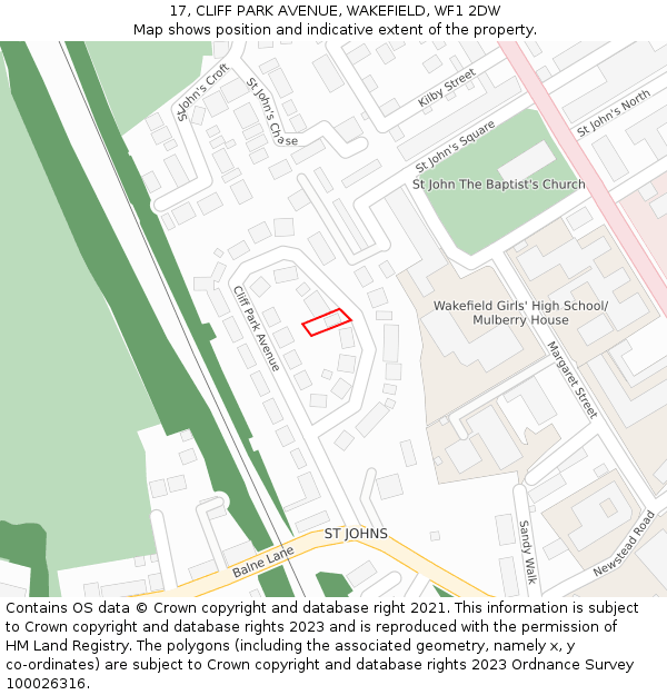 17, CLIFF PARK AVENUE, WAKEFIELD, WF1 2DW: Location map and indicative extent of plot