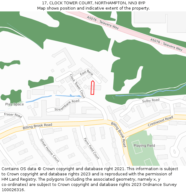 17, CLOCK TOWER COURT, NORTHAMPTON, NN3 8YP: Location map and indicative extent of plot