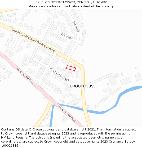 17, CLOS DYFFRYN CLWYD, DENBIGH, LL16 4RX: Location map and indicative extent of plot