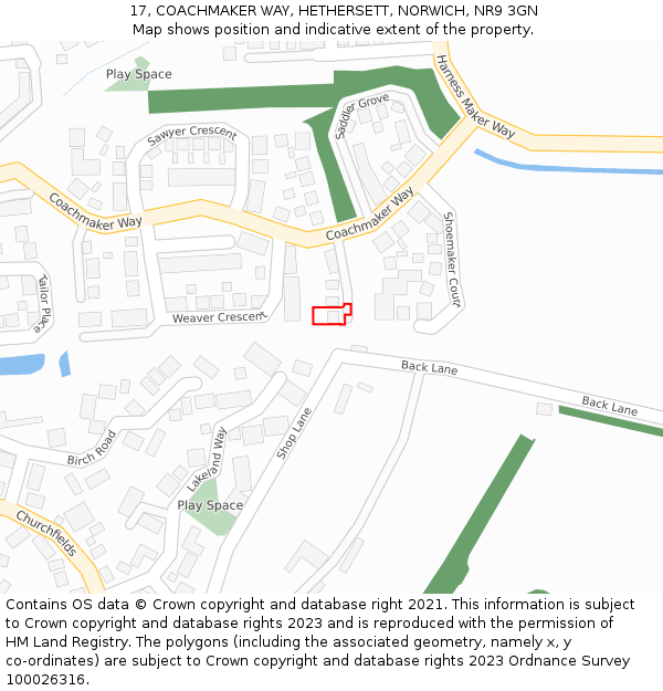 17, COACHMAKER WAY, HETHERSETT, NORWICH, NR9 3GN: Location map and indicative extent of plot