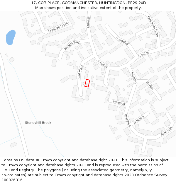 17, COB PLACE, GODMANCHESTER, HUNTINGDON, PE29 2XD: Location map and indicative extent of plot