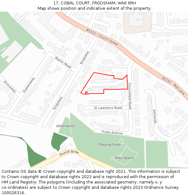 17, COBAL COURT, FRODSHAM, WA6 6RH: Location map and indicative extent of plot