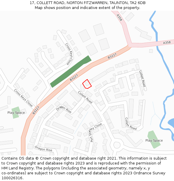 17, COLLETT ROAD, NORTON FITZWARREN, TAUNTON, TA2 6DB: Location map and indicative extent of plot