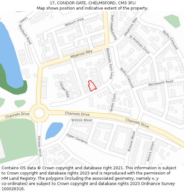 17, CONDOR GATE, CHELMSFORD, CM3 3FU: Location map and indicative extent of plot