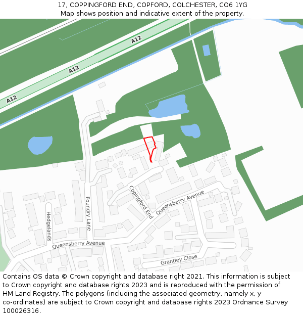 17, COPPINGFORD END, COPFORD, COLCHESTER, CO6 1YG: Location map and indicative extent of plot