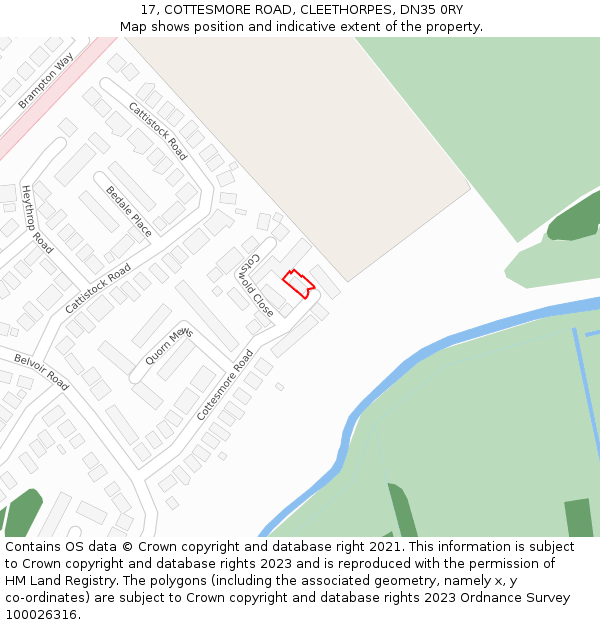 17, COTTESMORE ROAD, CLEETHORPES, DN35 0RY: Location map and indicative extent of plot