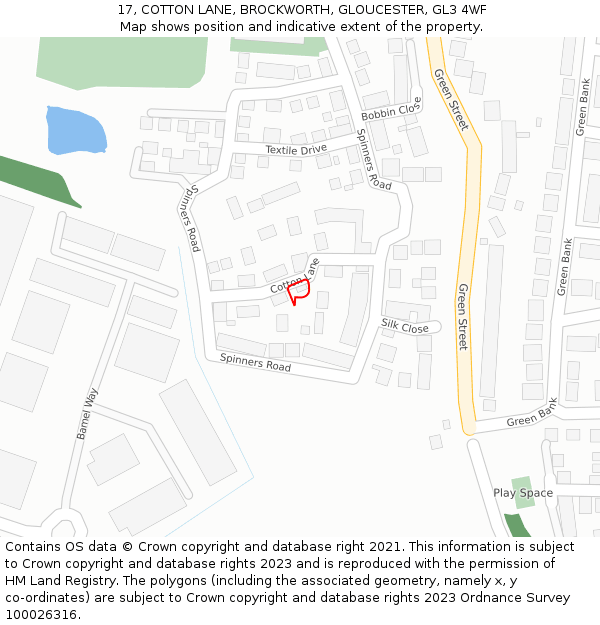 17, COTTON LANE, BROCKWORTH, GLOUCESTER, GL3 4WF: Location map and indicative extent of plot