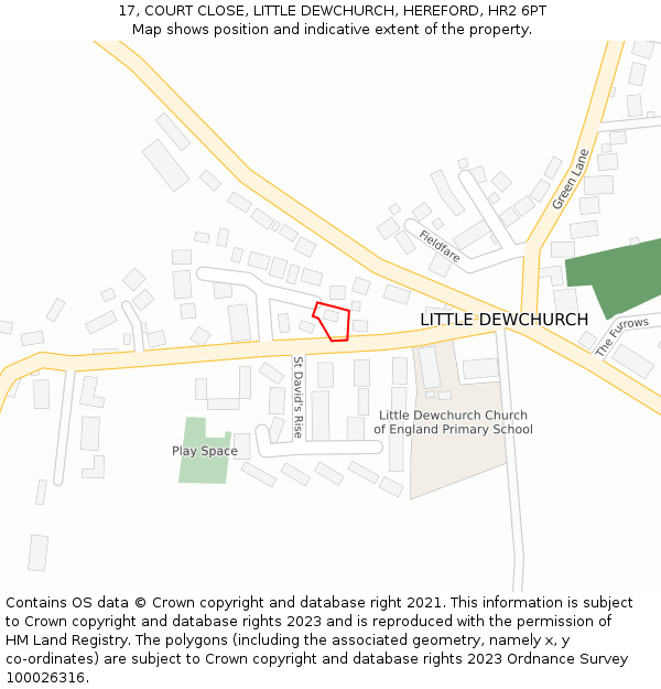 17, COURT CLOSE, LITTLE DEWCHURCH, HEREFORD, HR2 6PT: Location map and indicative extent of plot