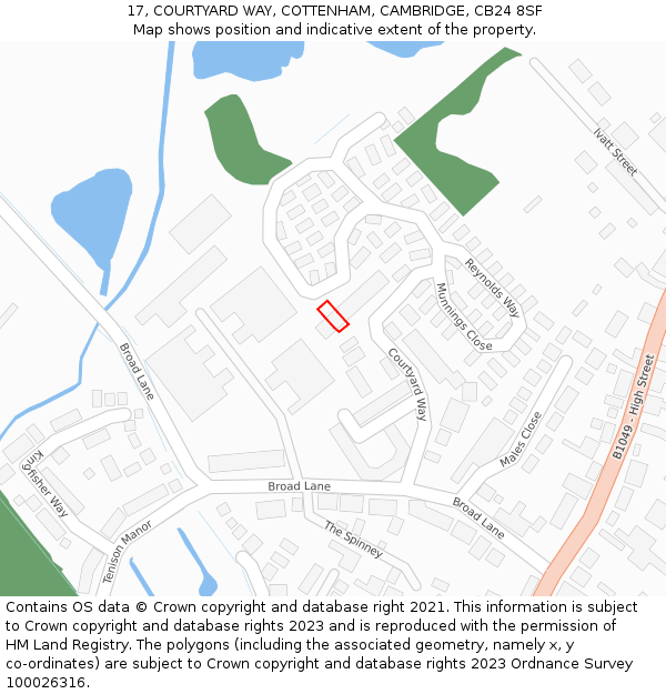 17, COURTYARD WAY, COTTENHAM, CAMBRIDGE, CB24 8SF: Location map and indicative extent of plot