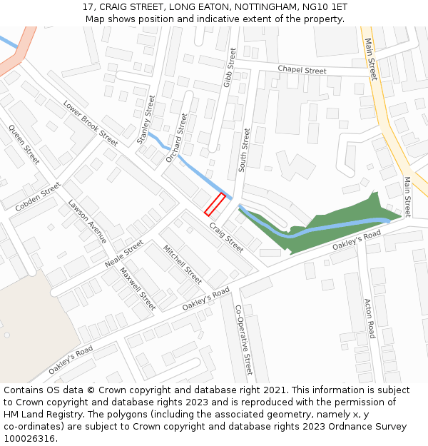 17, CRAIG STREET, LONG EATON, NOTTINGHAM, NG10 1ET: Location map and indicative extent of plot