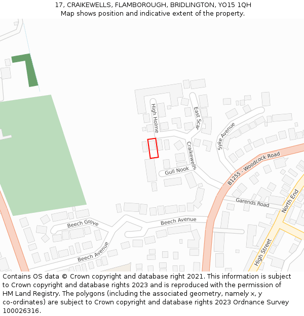 17, CRAIKEWELLS, FLAMBOROUGH, BRIDLINGTON, YO15 1QH: Location map and indicative extent of plot