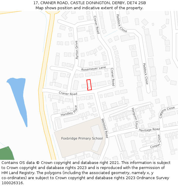 17, CRANER ROAD, CASTLE DONINGTON, DERBY, DE74 2SB: Location map and indicative extent of plot