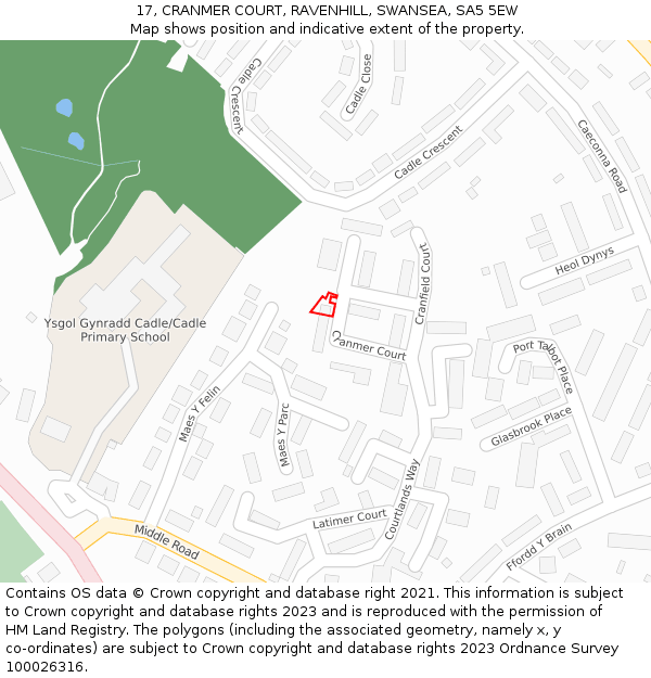 17, CRANMER COURT, RAVENHILL, SWANSEA, SA5 5EW: Location map and indicative extent of plot
